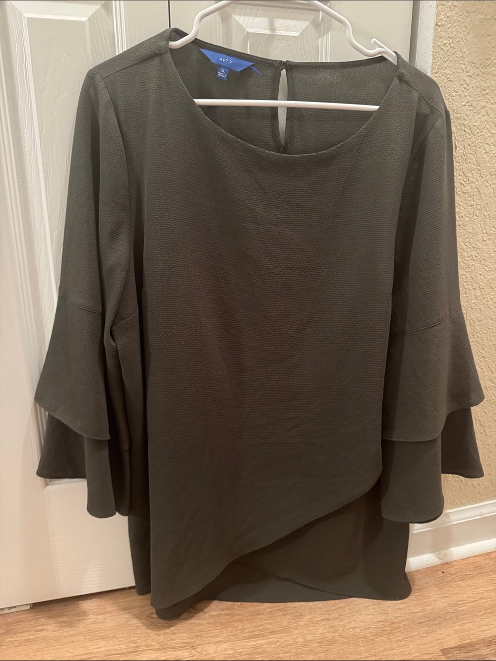 Apt. 9 Olive Green Ruffle Sleeve Blouse